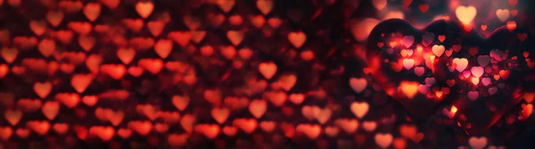 Bright red hearts abstract background. Background with hearts . Blurry yellow, orange, red hearts, and a pair of voluminous hearts for the Valentine\'s Day website headline. Generative AI Generative AI