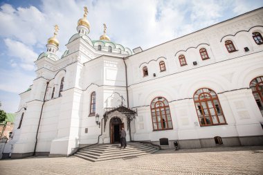 Kyiv Pechersk Lavra, Holy Dormition cathedral. Main temple of Kyiv Monastery of Caves, Ukraine. Rear view, with old authentic masonry. UNESCO World Heritage Site