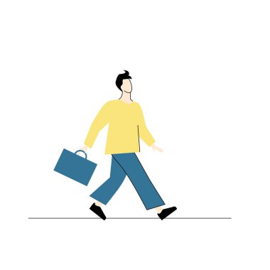 Elinde torbayla yürüyen bir çocuk. 