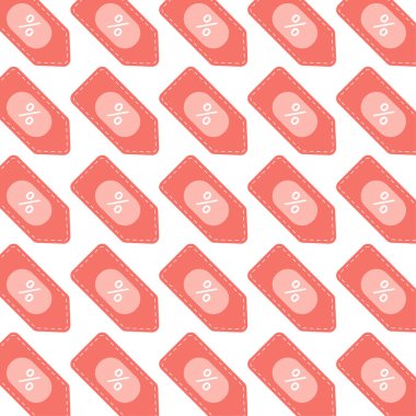 Bu vektör illüstrasyonunda modern ve minimalist indirimli etiketlerin pürüzsüz, tekrarlayan bir şablonu, perakende ve promosyon geçmişi için ideal. Her etiket kendine özgü eğimli dikdörtgen bir şekil (açılı dikdörtgen) ile tasarlanmıştır.).