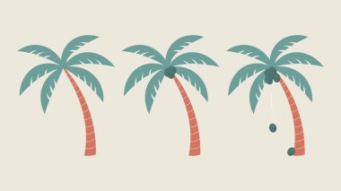 Bu çok yönlü vektör illüstrasyonu üç farklı tropikal palmiye ağacından oluşan bir koleksiyona sahiptir, herhangi bir tasarıma özgün bir tropik dokunuş eklemek için mükemmeldir. Her ağaç temiz, düz bir tasarım tarzında yapılmış, bir de...