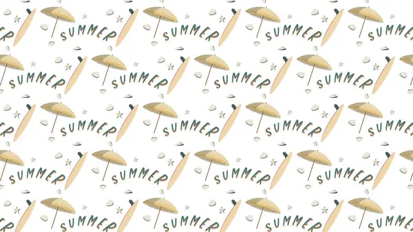 Bu canlı vektör illüstrasyonu, yaz eğlencesi ve sahil hayatının özünü mükemmel bir şekilde yansıtan dinamik, pürüzsüz ve tekrarlayan bir şablona sahiptir. Klasik çizgili plaj şemsiyeleri, sörf tahtaları gibi ikonik elementlerin hoş bir karışımını sergiliyor.