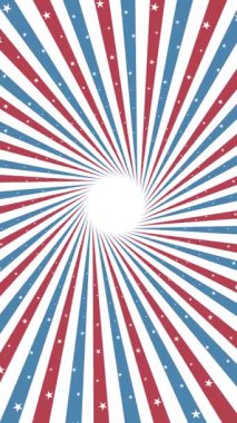 Vatansever Kırmızı, Beyaz ve Mavi Dikey Radikal Yıldızlar Animasyon Döngüsü 4 Temmuz Bağımsızlık Günü