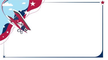 Yıldızlar ve çizgilerle Vatansever Gökyüzünde süzülen klasik çift kanatlı uçak