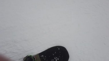 Snowboardcu Alplerin tozlu yamaçlarının tadını çıkarıyor.