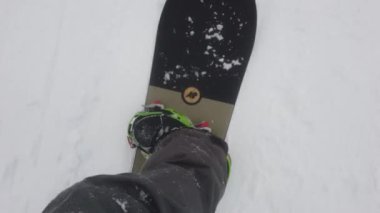 Snowboardcular Alplerin tozlu yamaçlarının tadını çıkarıyorlar.