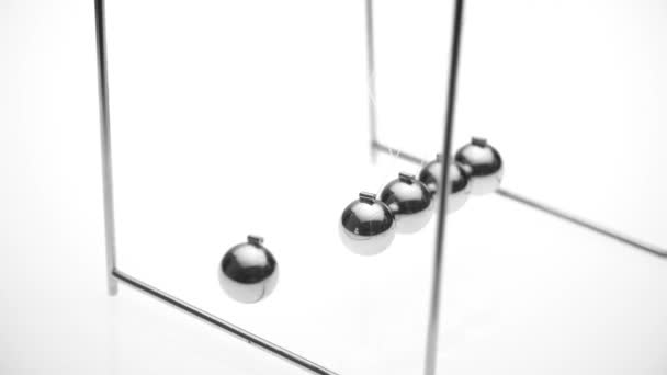 Balancing Balls White Background Isolated Business Concept Newtons Cradle — Stock Video