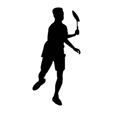 Badminton vektör çizimi oynayan kişinin simgesi
