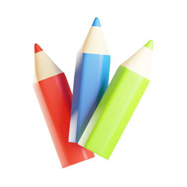 renkli kalemler 3D Simge İllüstrasyonu
