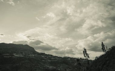 Peru 'daki Puna Dağları' nın And Dağları 'nın eski bir fotoğrafı..
