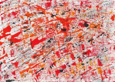 Katmanlı kırmızı ve turuncu işaretli sanatsal suluboya deseni.