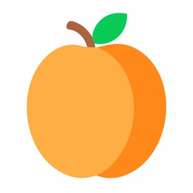 Simple apricot fruit vector illustration - A minimalistic vector illustration of a apricot  with a green leaf, perfect for food icons, healthy eating designs, and fruit-themed projects. clipart