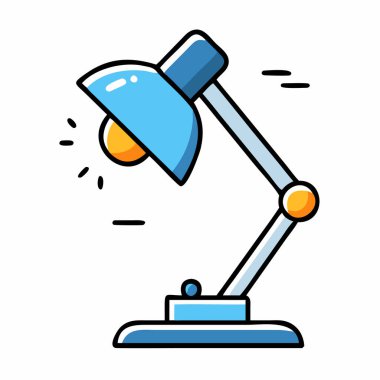 Ayarlanabilir kollu mavi masa lambası illüstrasyonu- ayarlanabilir kollu basit bir vektör illüstrasyonu- ayarlanabilir kollu ve parlayan ampullü, ofis simgeleri, ev dekorasyonu tasarımları ve ürün modellemeleri için mükemmel.