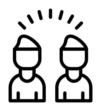 iki kişi ikon ana hat vektörü. İnsan takımı. Takım takımı.