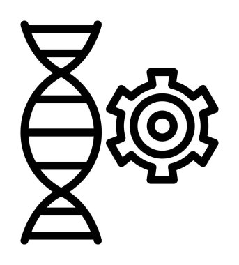 DNA ve DNA araştırma vektörü ikonu. DNA molekül simgesinin düz çizimi