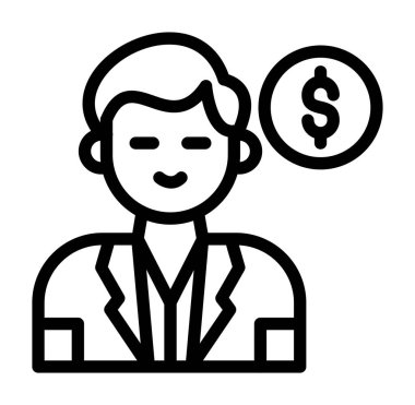 Dolar işareti simgesi olan işadamı, vektör biçimi