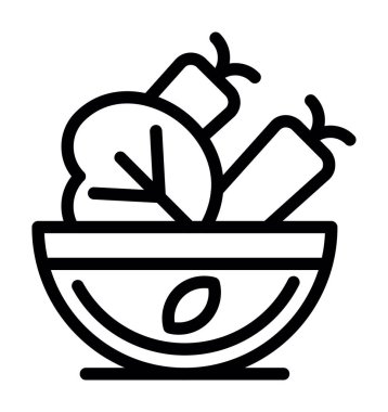 Elma çizgisi ikon vektörlü kase.