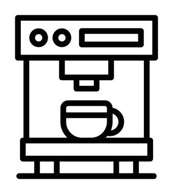 Kahve makinesi ikon vektörü. Taslak kahve makinesi tabelası. izole edilmiş sınır sembolü çizimi