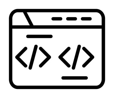 Tarayıcı kodu simgesi ana hatları vektörü. programlama kodu