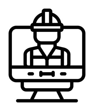 Kask simgesi çizimi olan mühendis