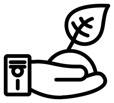 Bir şişe su ikonunu tutan el.