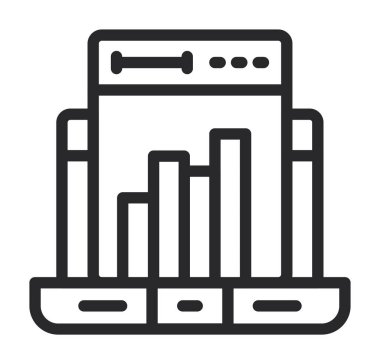 Çizgi biçiminde grafik simgesi olan grafik. Beyaz arkaplanda vektör illüstrasyonu