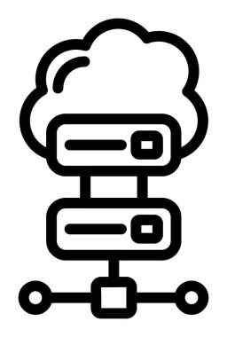 Bulut hesaplama simgesi ana hatları vektörü. Online veri. ağ depolama