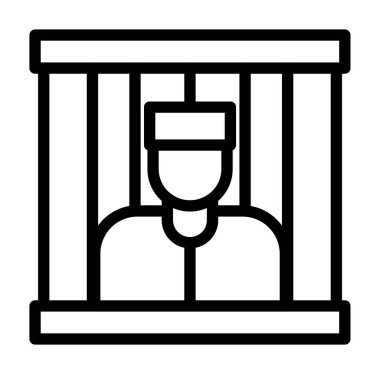 hapishane vektör simgesi, basit siyah beyaz resim