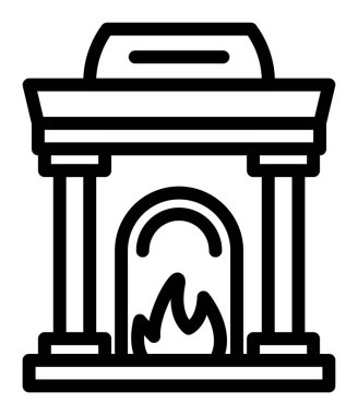 Şömine Simgesi, vektör illüstrasyonu