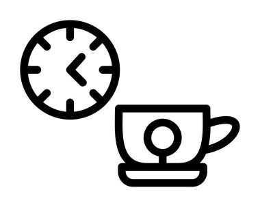 Bardak ve saat vektör illüstrasyonu