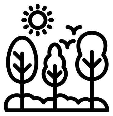 Doğa bitkisi ekolojisi simgesi ana hat biçiminde