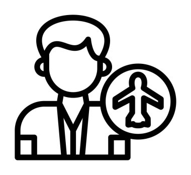 Havaalanı uçuş çizgisi simgesi, konsept illüstrasyon, vektör sembolü, doğrusal işaret, doğrusal sembol.