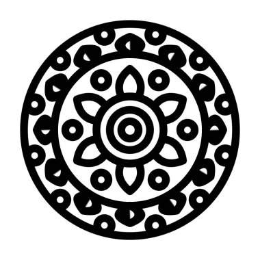 Siyah yuvarlak beyaz zemin üzerine süsleme