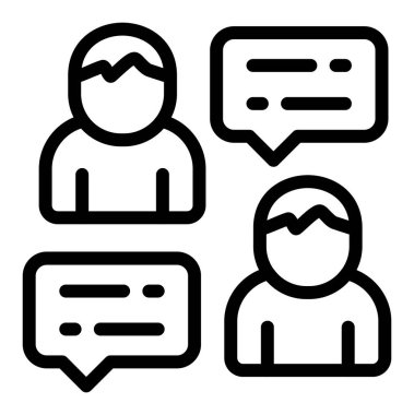 Tartışma hattı ve simge simgesi, tartışma ve tartışma vektör işareti, konuşma balonu vektörü, beyaz arkaplan üzerinde doğrusal bir desen, 10 eps