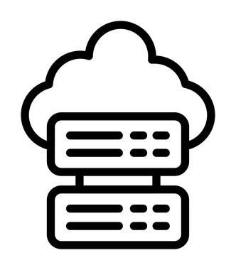 Cloud computing ince çizgi vektör simgesi