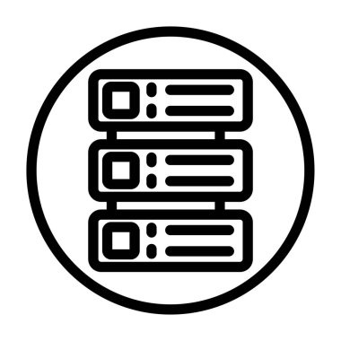 sunucu vektör simgesi, basit siyah ve beyaz resim