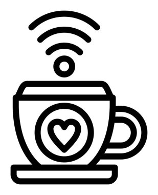 Kahve fincanı ikonu. Beyaz arkaplanda izole edilmiş web tasarımı için özet kahve fincanı vektör simgesi