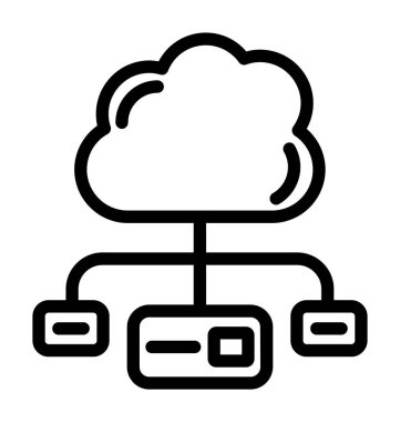 Bulut hesaplama simgesi. Beyaz arkaplanda izole edilmiş web tasarımı için ana hatlı Cloud hesap vektör simgesi