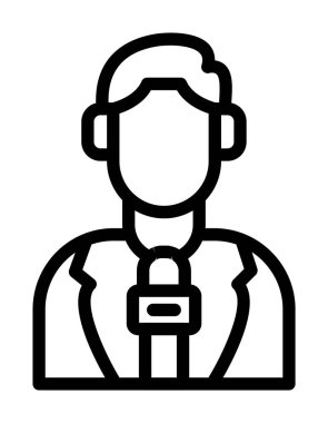 Kulaklık vektör simgesine sahip operatör, beyaz arkaplanda izole edilmiş ince çizgi biçimi