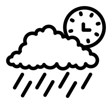 Yağmurlu hava ikonu ana hatları vektörü. Yağmurlu bir hava. hava yağmurlu