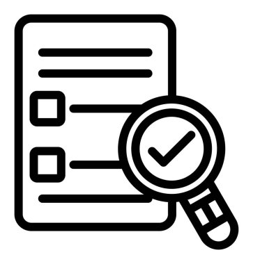 Kontrol listeli pano ve büyütme cam simgesi, satır biçimi