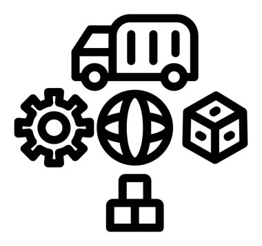 dağıtım kamyonu ikonu vektör çizimi