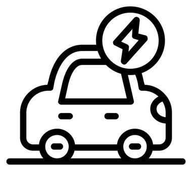 elektrik araba şarj simgesi ana hat biçiminde