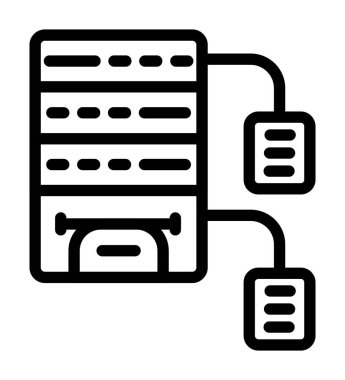 Sunucu veritabanı simgesi ana hatları vektörü. sunucu veritabanı bilgisayar
