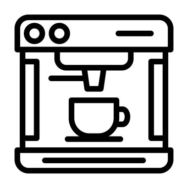 Kahve makinesi ikon ana hatları vektörü. Sıcak kahve. makine yapımcısı