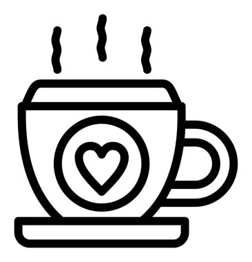 Kahve ikonu vektörü. İnce çizgi işareti. İzole edilmiş kontür sembolü gösterimi