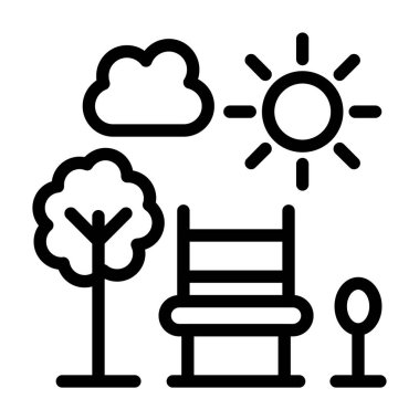 Kürsü bank ikonu ana hatlı vektör. Park parkı. park bankı