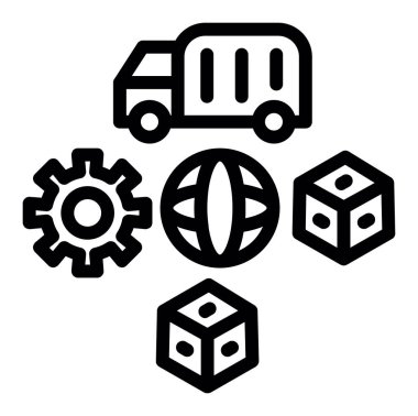 kargo kamyonu simgesi taşıyıcı katı illüstrasyon