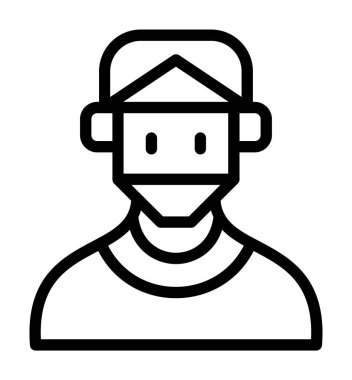 Yüz maskesi takan Avatar Adam, vektör çizgisi tasarımı