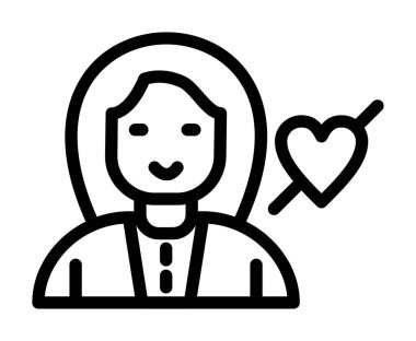 Kalp ikonu olan kadın. vektör illüstrasyonu